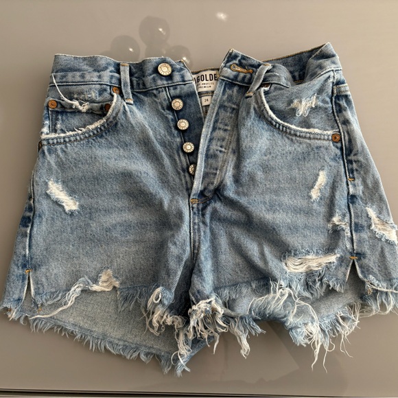 AGOLDE distressed Jean shorts light wash - Picture 1 of 2